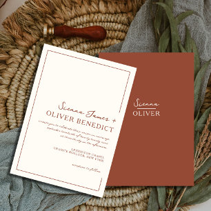 Invitación Boda Moderna Minimalista Chic con Borde de Terraco