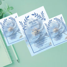 Boda moderna minimalista con amapola dorada y azul