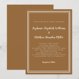 Invitación Boda Moderna Minimalista con Estilo Rústico Marrón