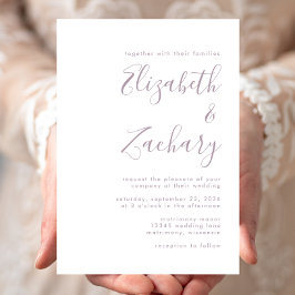 Invitación Boda Moderna Minimalista con Letra Script Lavanda 