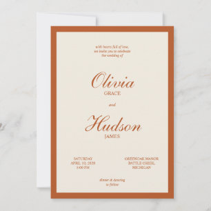 Invitación Boda Moderna Minimalista con Letra Script Terracot