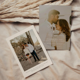 Invitación Boda Moderna Minimalista de 2 Fotos Beige