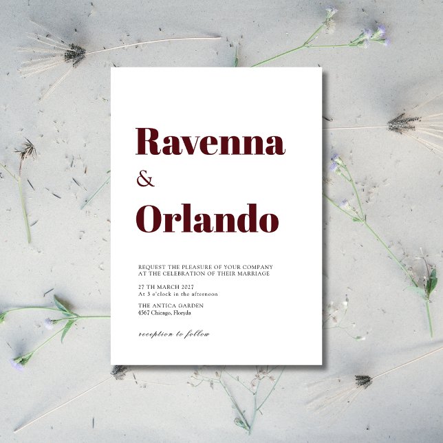 Invitación Boda moderna minimalista de burdeos (Subido por el creador)