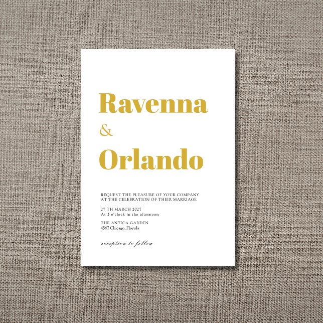 Invitación Boda moderna minimalista dorada (Subido por el creador)
