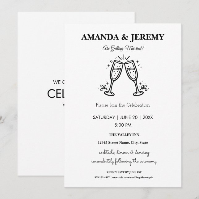 Invitación Boda Moderna Minimalista Elegante (Anverso / Reverso)