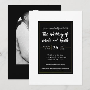 Invitación Boda moderna minimalista elegante en negro blanco