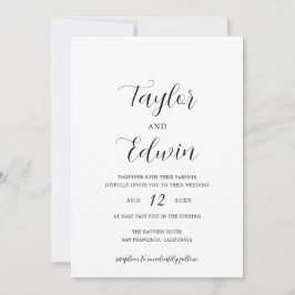 Invitación Boda moderna minimalista en blanco y negro