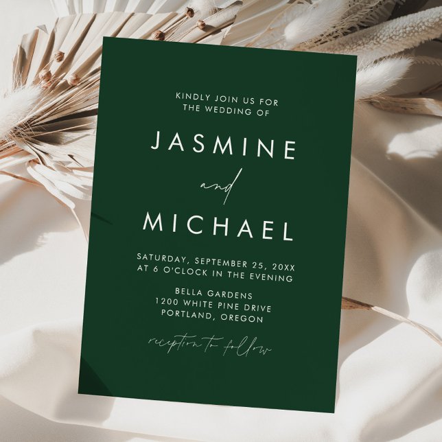 Invitación Boda moderna minimalista en verde (Subido por el creador)