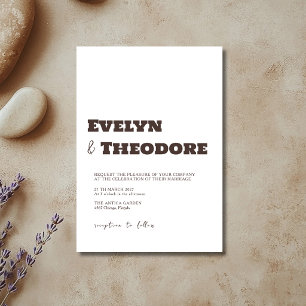 Invitación Boda moderna minimalista marrón espresso