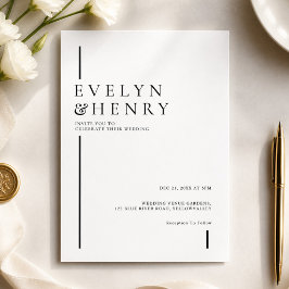 Invitación Boda Moderna Minimalista Simple de Línea Negra