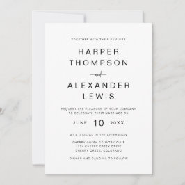Invitación Boda Moderna Minimalista Tipografía Chic