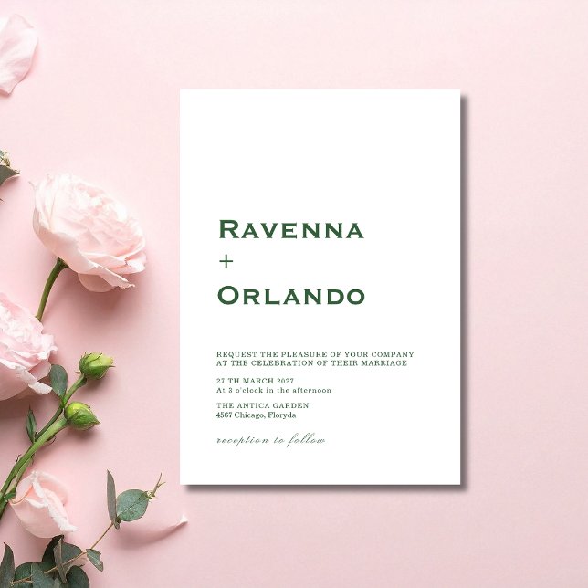 Invitación Boda moderna minimalista verde bosque (Subido por el creador)