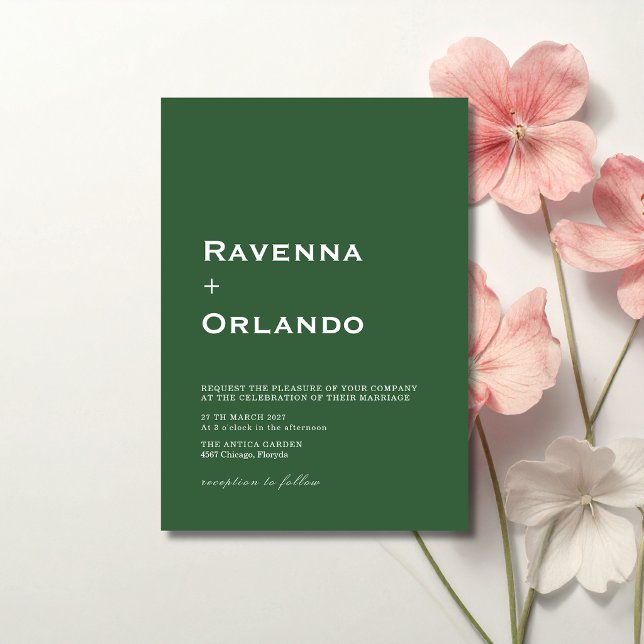 Invitación Boda moderna minimalista verde bosque (Subido por el creador)