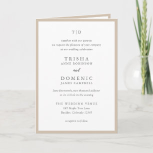 Invitación Boda moderna monograma neutral terroso elegante