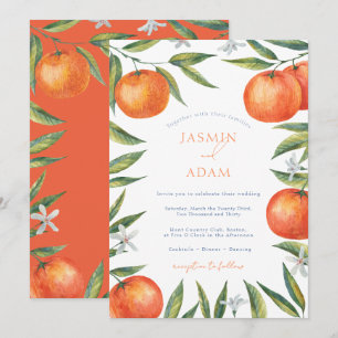 Invitación Boda Moderna Naranja Mediterránea Citrus