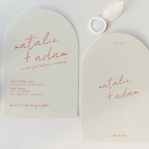 Invitación Boda Moderna Naranja Retro Divertida Caprichosa Ar