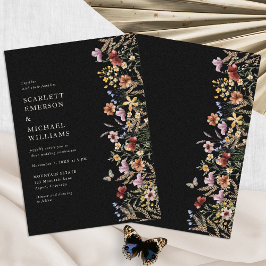 Invitación Boda Moderna Negra Boho