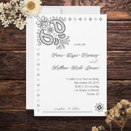 Invitación Boda Moderna Occidental de Paisley Negro y Blanco