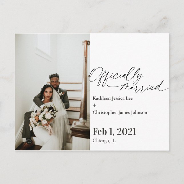 Invitación Boda moderna oficialmente casada (Anverso)