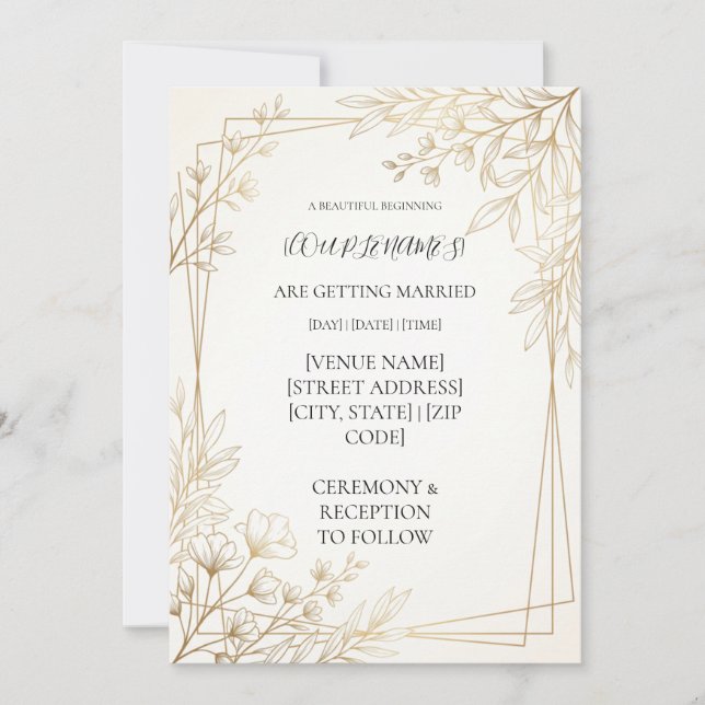 Invitación Boda moderna personalizada (Anverso)