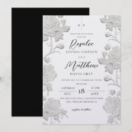 Invitación Boda moderna personalizada rosa blanca y negra