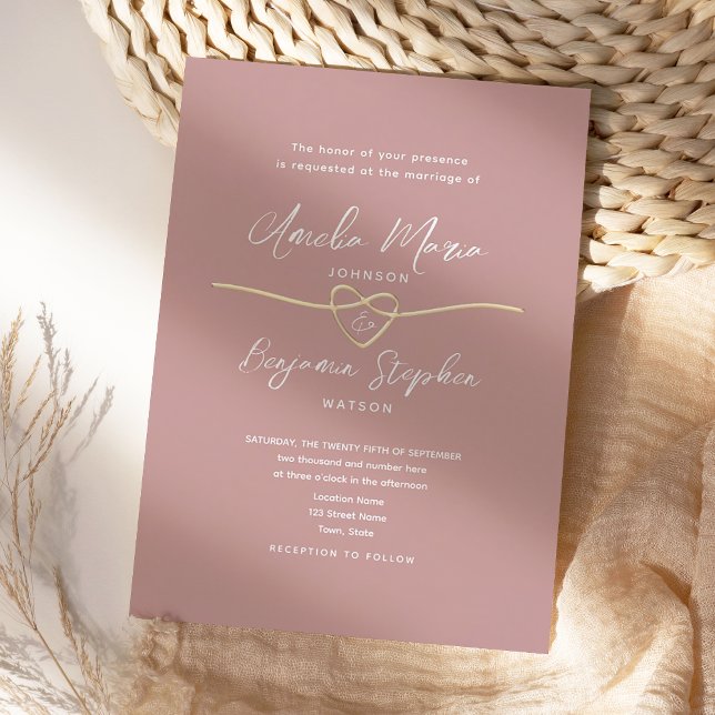 Invitación Boda Moderna Polvo de Rosa (Subido por el creador)