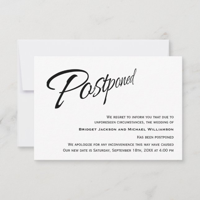 Invitación Boda moderna - Pospuesta - Nueva fecha (Anverso)