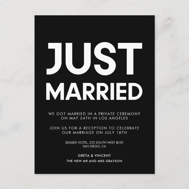 Invitación boda moderna recién casada (Anverso)