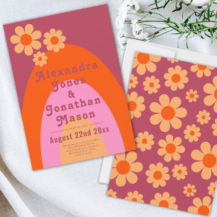 Invitación Boda moderna retro de los 70