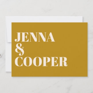 Invitación Boda Moderna Retro en Negrita con Goldenrod y Lino