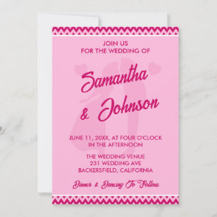 Invitación Boda Moderna Romántica Chevron Rosa Claro