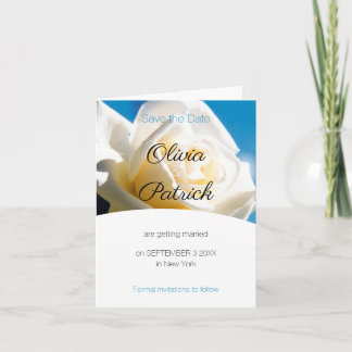 Invitación Boda Moderna Rosa Blanca Guardar la Fecha