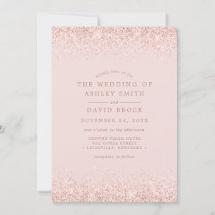 Invitación Boda moderna rosa oro confeti rosa pálido