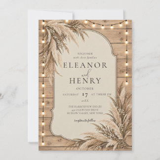 Invitación Boda moderna rústica con hierba de pampas