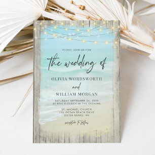 Invitación Boda moderna rústica de destino en la playa