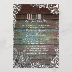 Invitación boda moderna rústica de encaje de madera de graner