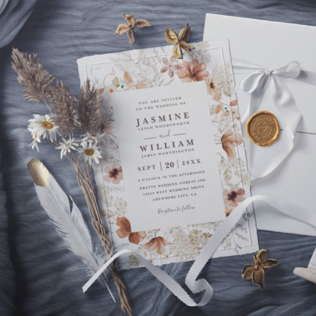 Invitación Boda moderna rústica de flores silvestres de jardí (Subido por el creador)