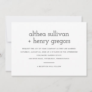 Invitación Boda moderna simple a dos caras