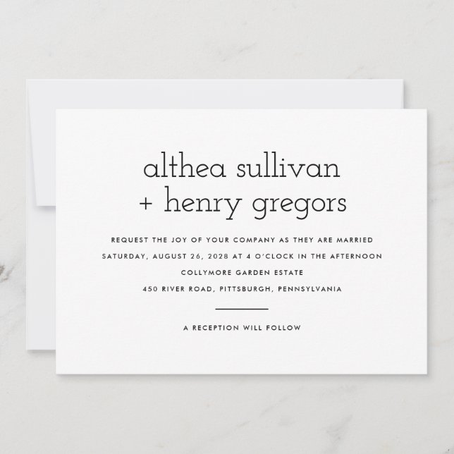 Invitación Boda moderna simple a dos caras (Anverso)