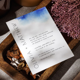 Invitación Boda moderna simple acuarela azul náutico