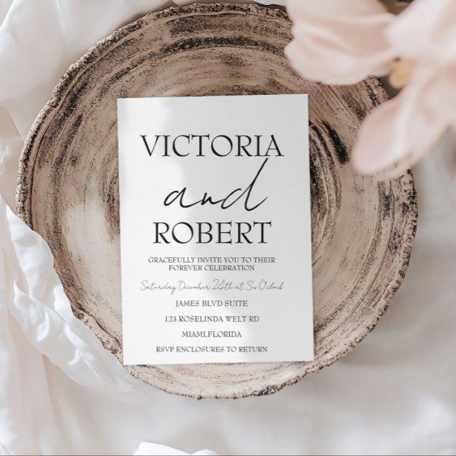 Invitación Boda Moderna Simple Compromiso Negro Blanco (Subido por el creador)