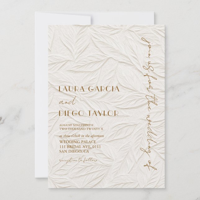 Invitación Boda moderna simple de marfil (Anverso)