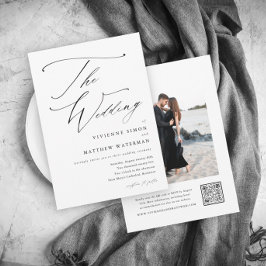 Invitación Boda moderna simple en blanco y negro