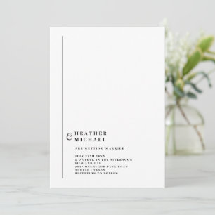 Invitación Boda moderna simple formal en blanco y negro