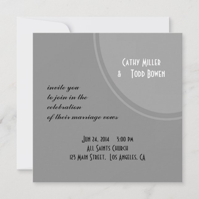Invitación Boda Moderna Simple Gris (Anverso)