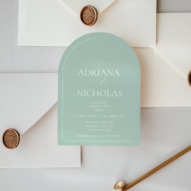 Invitación Boda moderna simple pastel verde  (Subido por el creador)