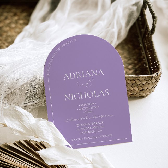 Invitación Boda moderna simple pastel violeta  (Subido por el creador)
