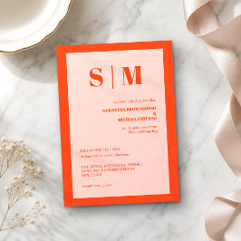 Invitación Boda moderna tono tierra naranja rosa