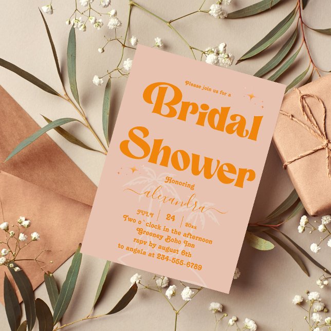 Invitación Boda Moderna Tropical Vibrante Naranja (Subido por el creador)