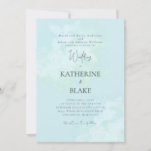 Invitación Boda Moderna Turquesa Ambos Padres